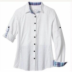 KUHL L White Lightweight Wunderer Roll Tab Button Down Shirt